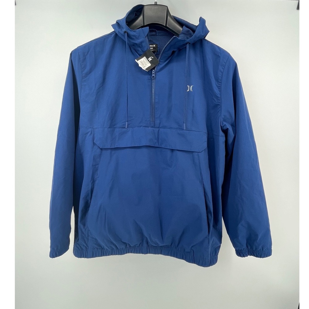Hurley Nightsurf Wave Crasher Anorak Mens Large Blue Void Half Zip Windbreaker